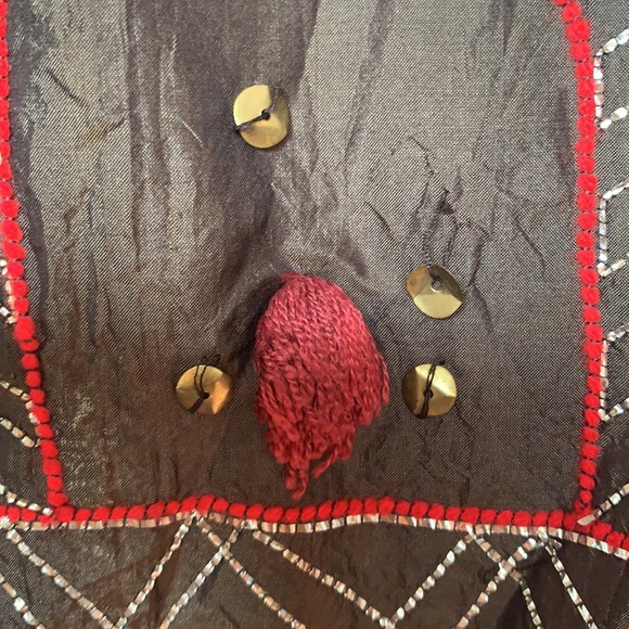 FESTIVE READY: CHOCOLATE BROWN silk kurta with tribal work. Lightweight. - Picture 9 of 12